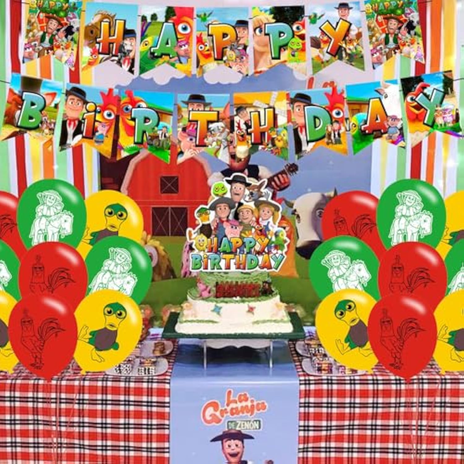 Zenon Farm Party Decorations,Superstars Zenon Farm Birthday Party Supplies Includes Banner - Cake Topper - 24 Cupcake Toppers - 18 Balloons, Blue