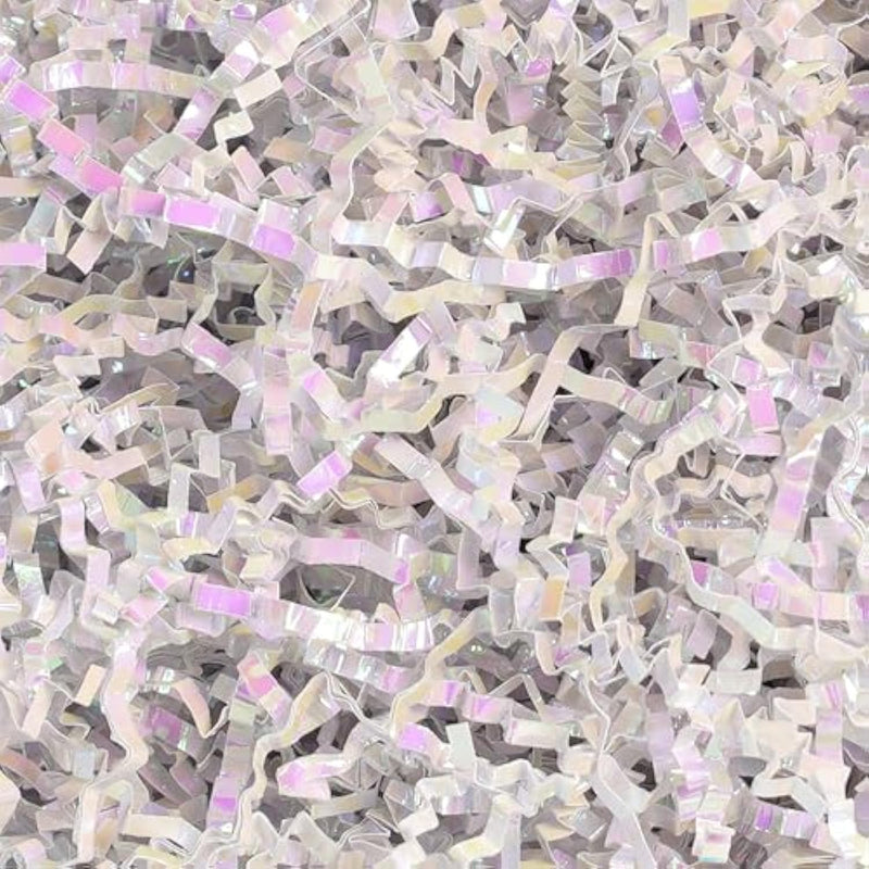 - 1Lb Crinkle Cut Paper Shred Filler Recyclable Gift Wrap Confetti Raffia Grass Shiny Shred Paper For Easter Baskets Filler Creative Eggs Decor(Diamond White)