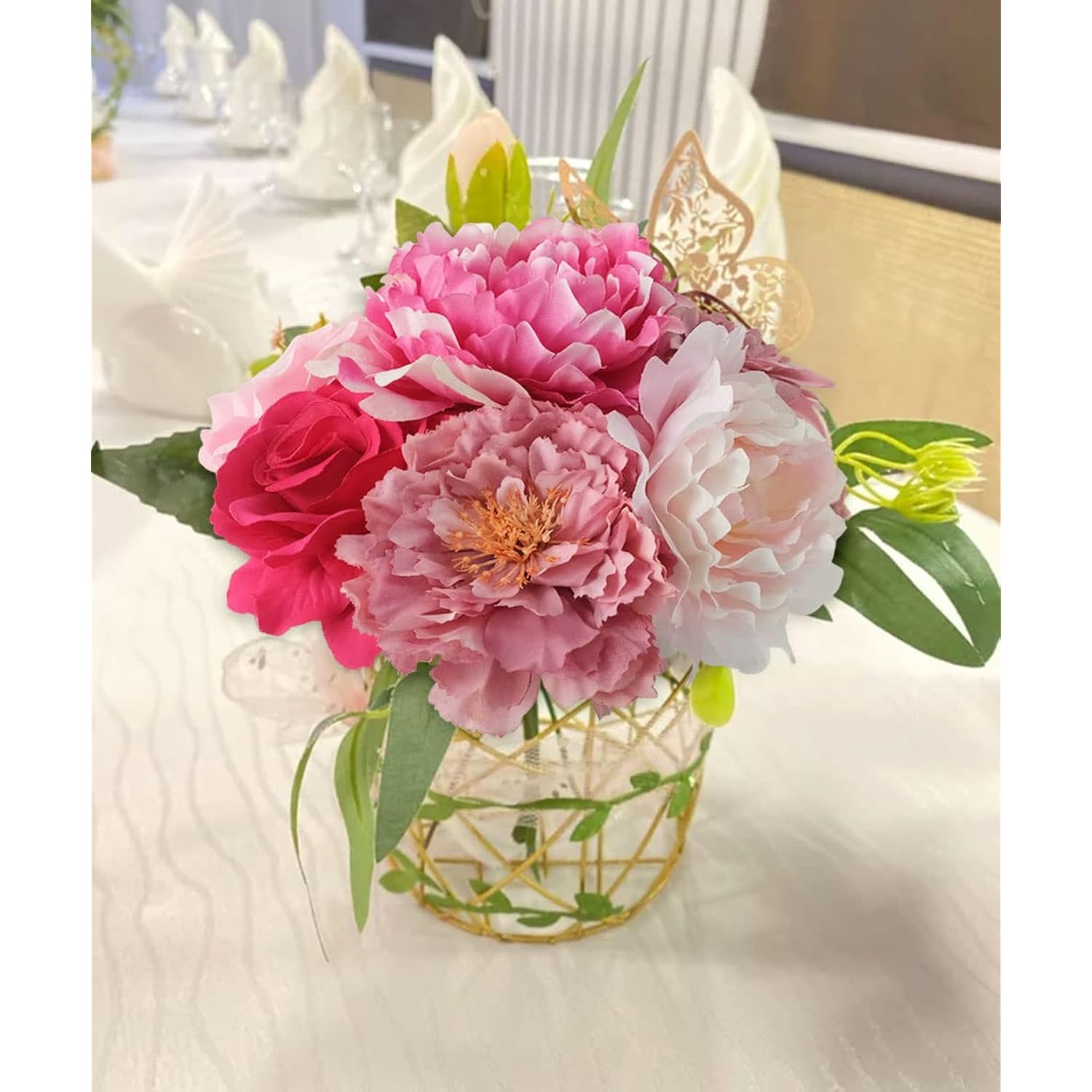 Artificial Flowers Pink Bouquets Box Set For Diy Bridal Wedding Shower Decorations Fake Floral Arrangements For Party Centerpieces Baby Shower Home Decor