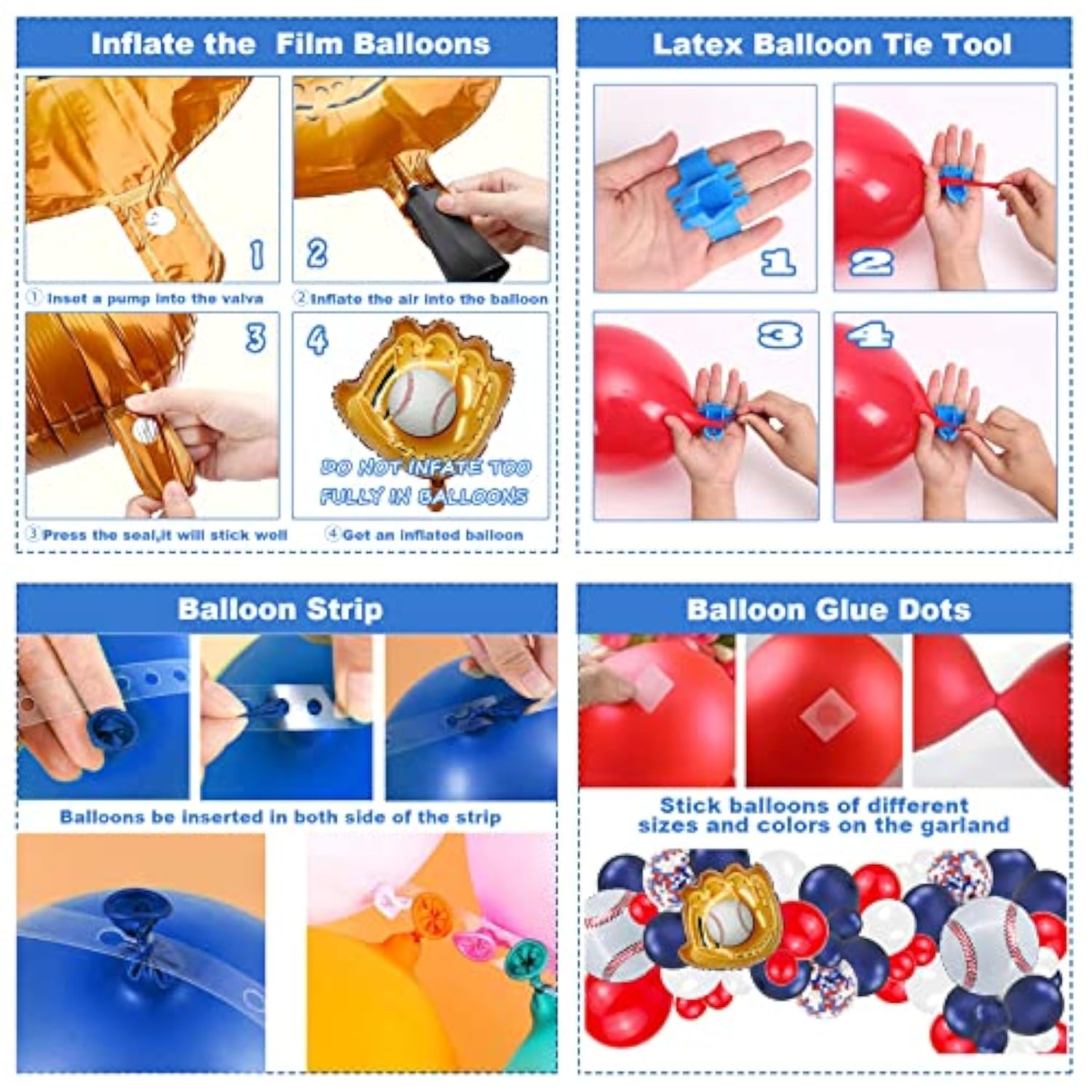 Baseball Balloon Arch Garland,146 Pcs Baseball Aluminum Foil Glove Red White Navy Blue Confetti Latex Balloons For Boys Teene Sport Theme Birthday Party Baby Shower Party Decoration