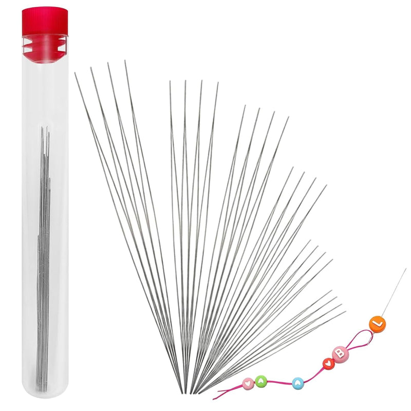 24 Pcs Beading Needles For Jewelry Making, 6 Sizes Big Eye Beading Needles Sta