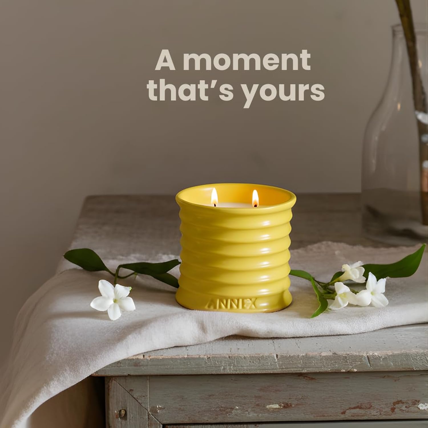 Lily Of The Valley & Jasmine Luxury Scented Candle - 8Oz Handmade Ceramic Jar Candle - 50Hr Clean Burn, 100% Non-Toxic Soy Wax, Home Fragrance, Aesthetic Decor Gift For Men Women - White Floral