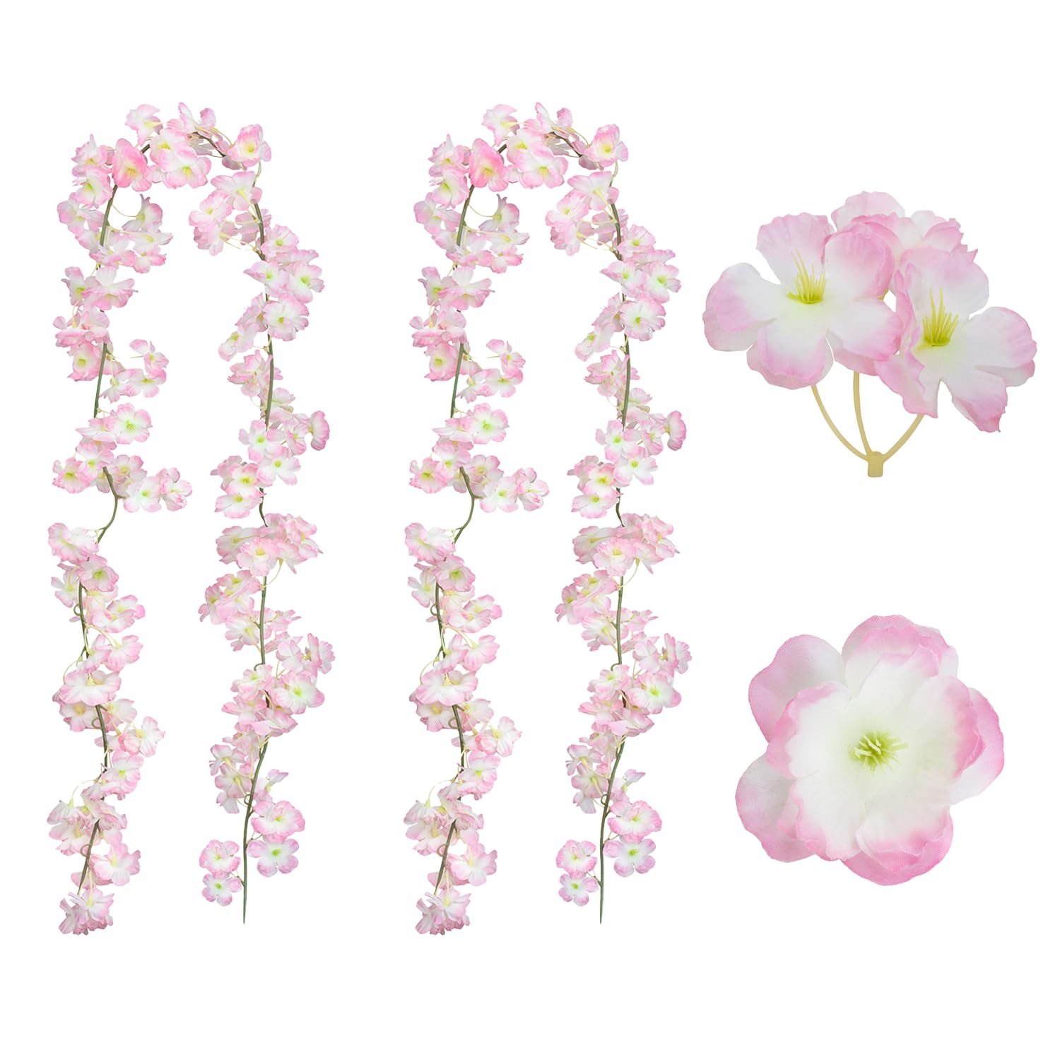 2 Pack /70Inch/5.9Ft Artificial Cherry Blossom For Hanging Vines Silk Flower Garland For Wedding Party Pink Wall Decor Japanese Decoration Light Pink (Smaill Size)
