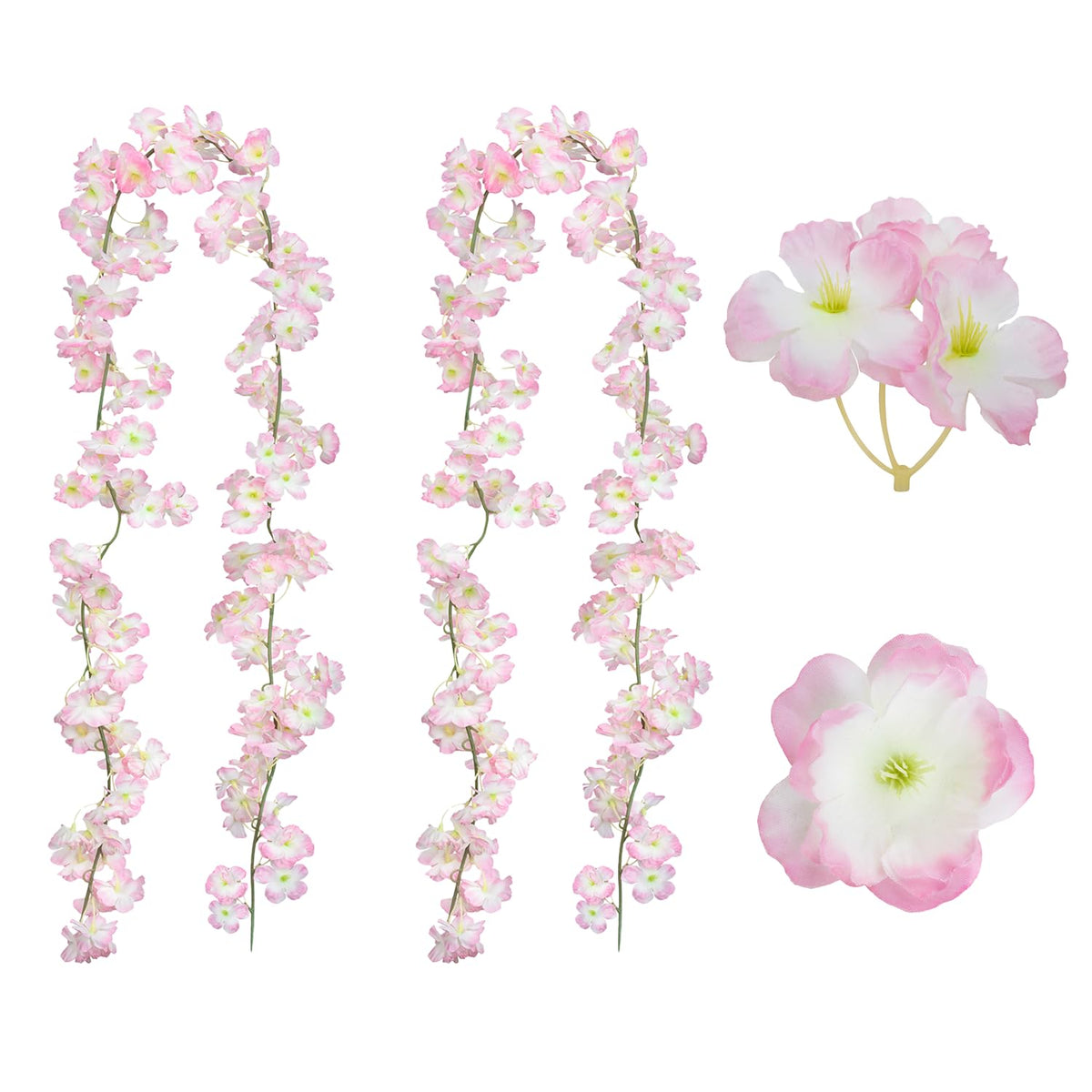 2 Pack /70Inch/5.9Ft Artificial Cherry Blossom For Hanging Vines Silk Flower Garland For Wedding Party Pink Wall Decor Japanese Decoration Light Pink (Smaill Size)