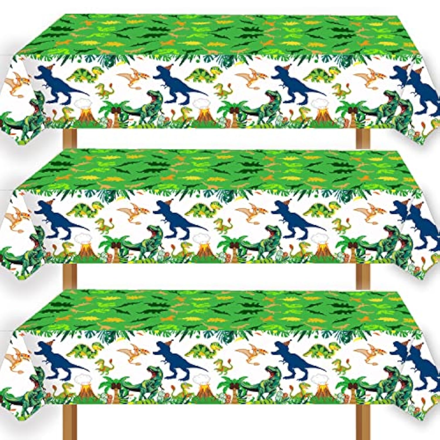 3Pcs Dinosaur Party Tablecloth Dinosaur Birthday Table Cover T-Rex Dinosaur Party Supplies Decorations Dino 1St 2Nd 3Rd 10Th Birthday Table Cloth For Boys-86.6 * 51.2In