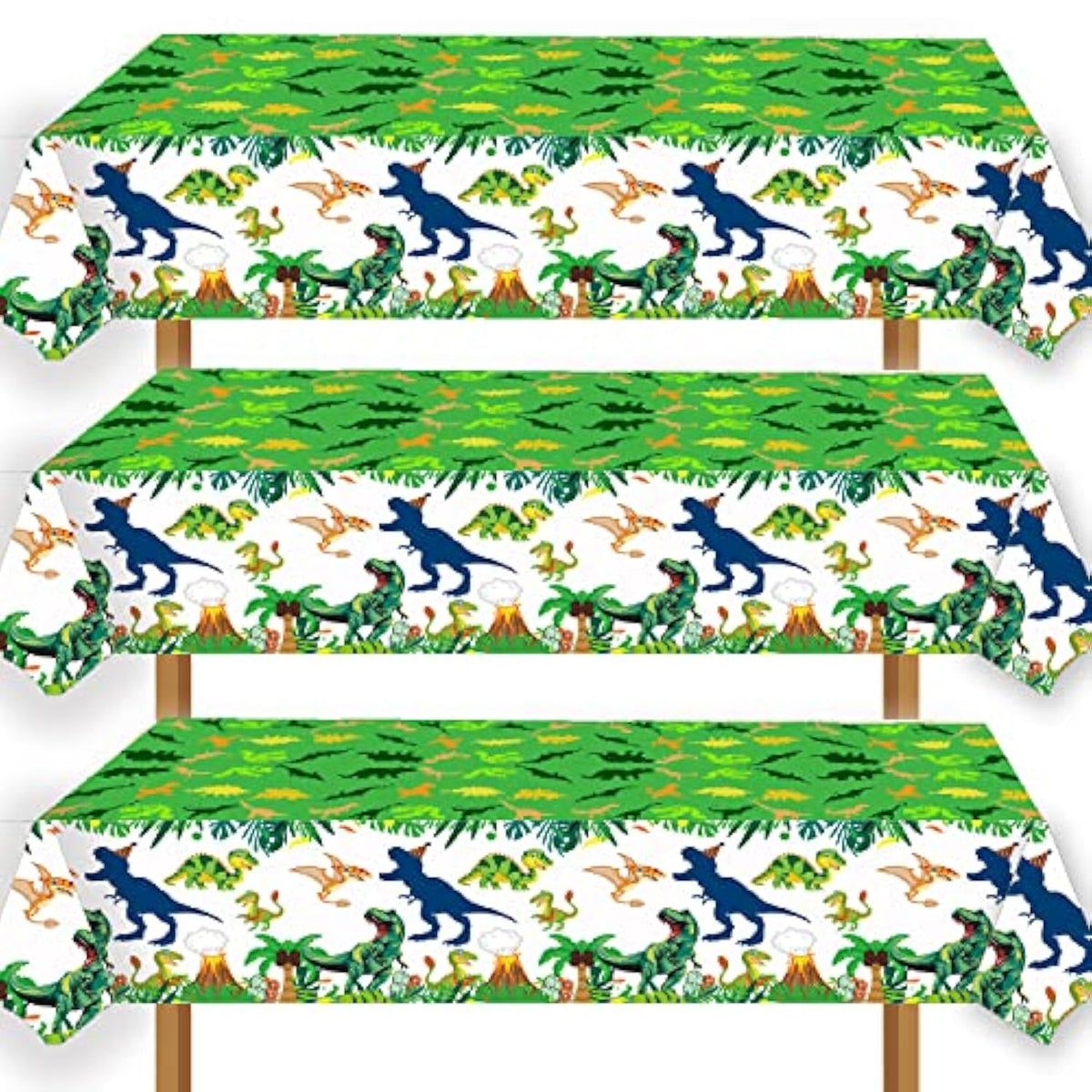 3Pcs Dinosaur Party Tablecloth Dinosaur Birthday Table Cover T-Rex Dinosaur Party Supplies Decorations Dino 1St 2Nd 3Rd 10Th Birthday Table Cloth For Boys-86.6 * 51.2In