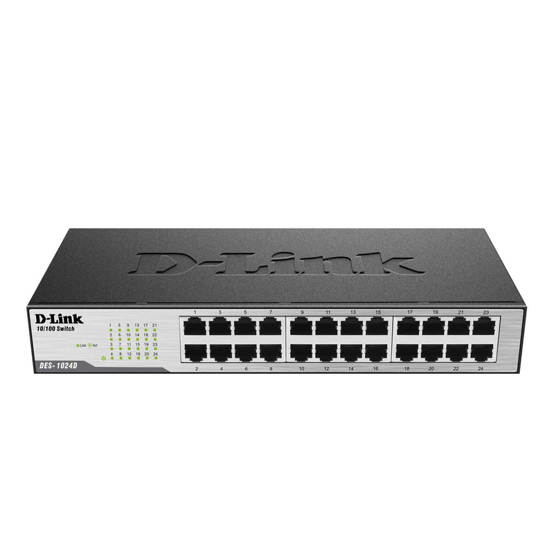 D-Link 24-Port 10/100 Unmanaged Desktop or Rackmount Switch (Des-1024D), Black