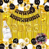 2026 New Year Eve Party Set Balloons Champagne Backdrop Banner Decor