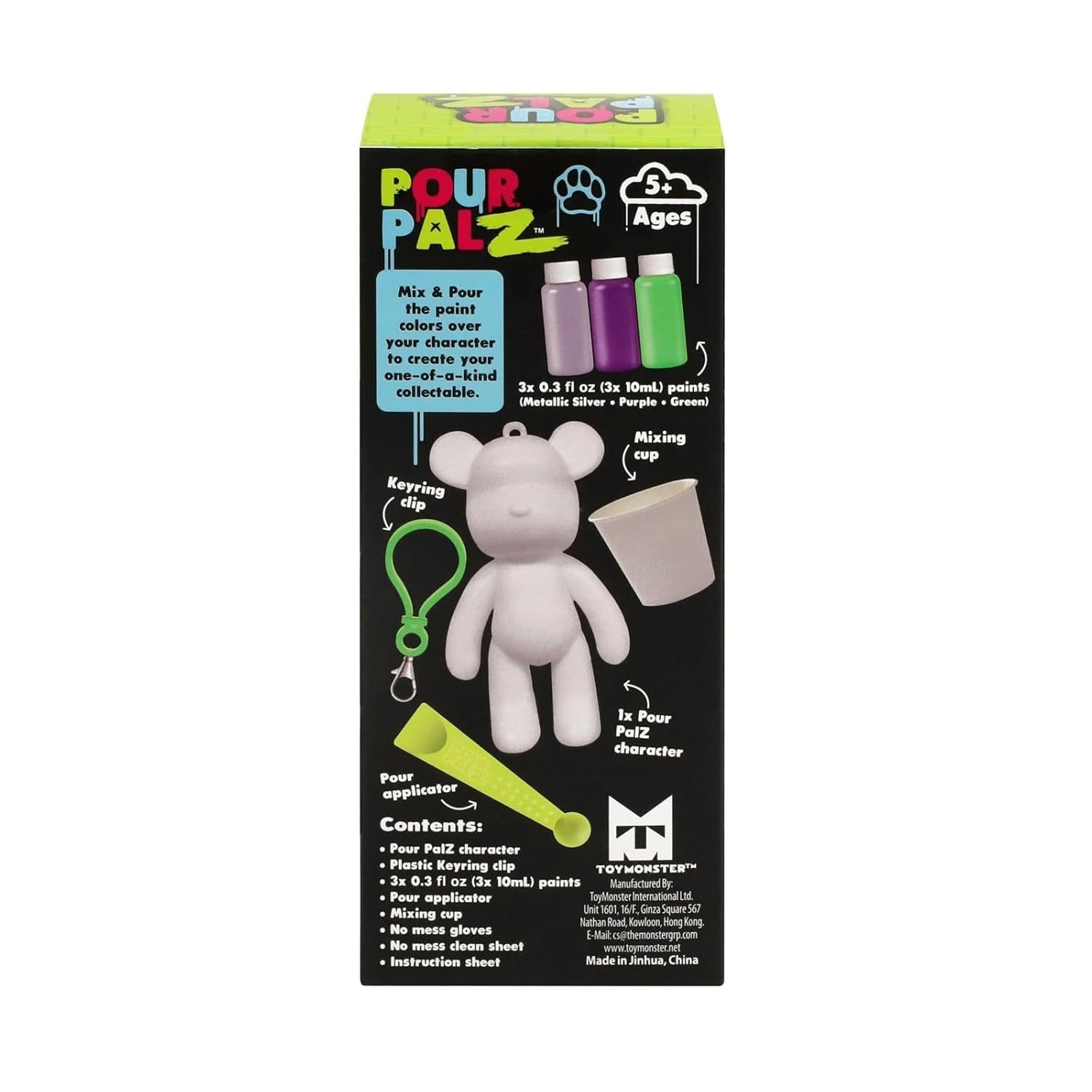 Paint Key Ring Kit – Diy Bear Keychain Toy With 3 Paint Colors | Mix, Pour & Create Art Keychains – Fun Craft Activity For Kids Ages 5+ (Green Vibe)