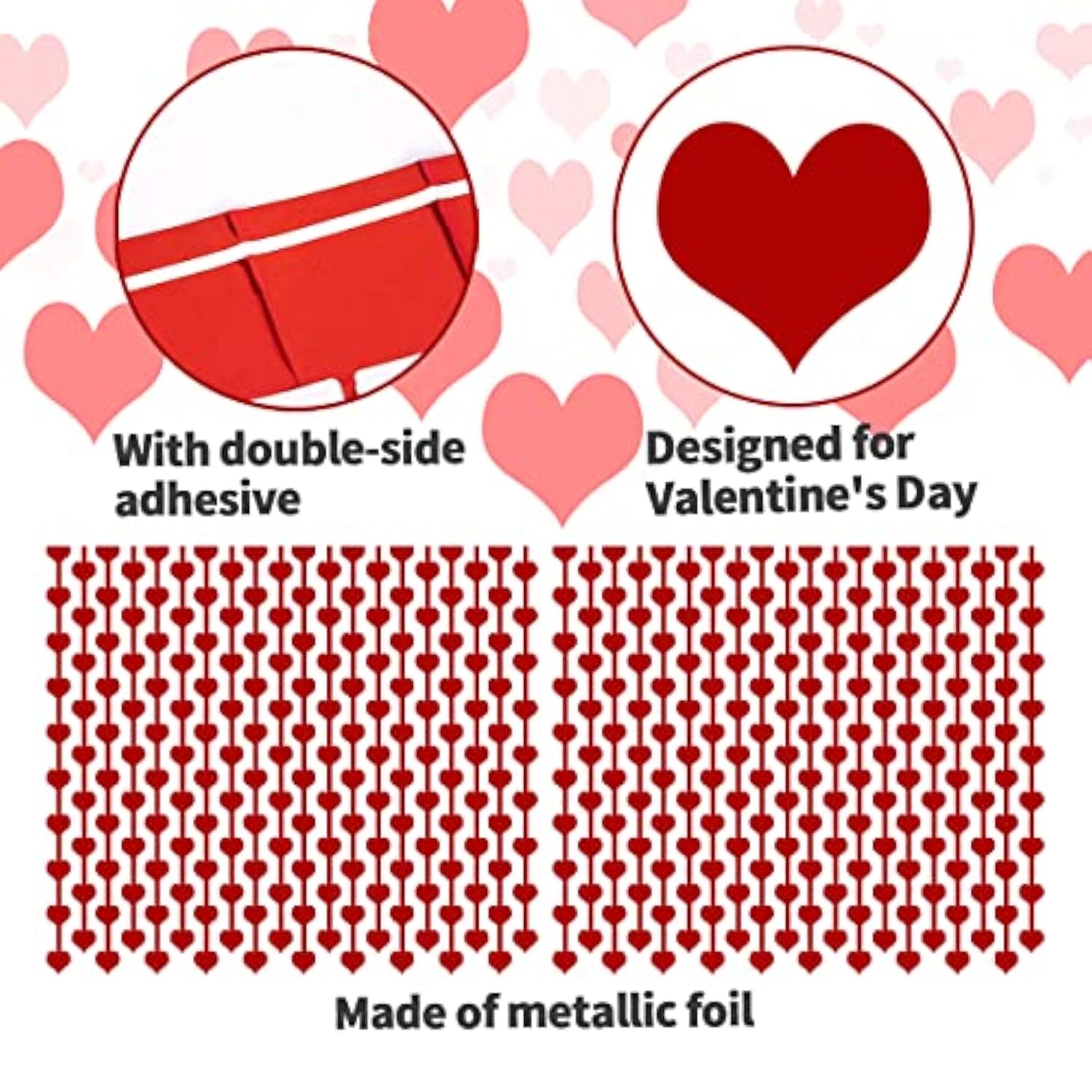 2 Pack 3.2Ft X 6.6Ft Valentine'S Day Metallic Foil Fringe Curtain, Red Heart Shape Tinsel Curtains Streamers Photo Props Backdrop For Engagement Wedding Party Decorations