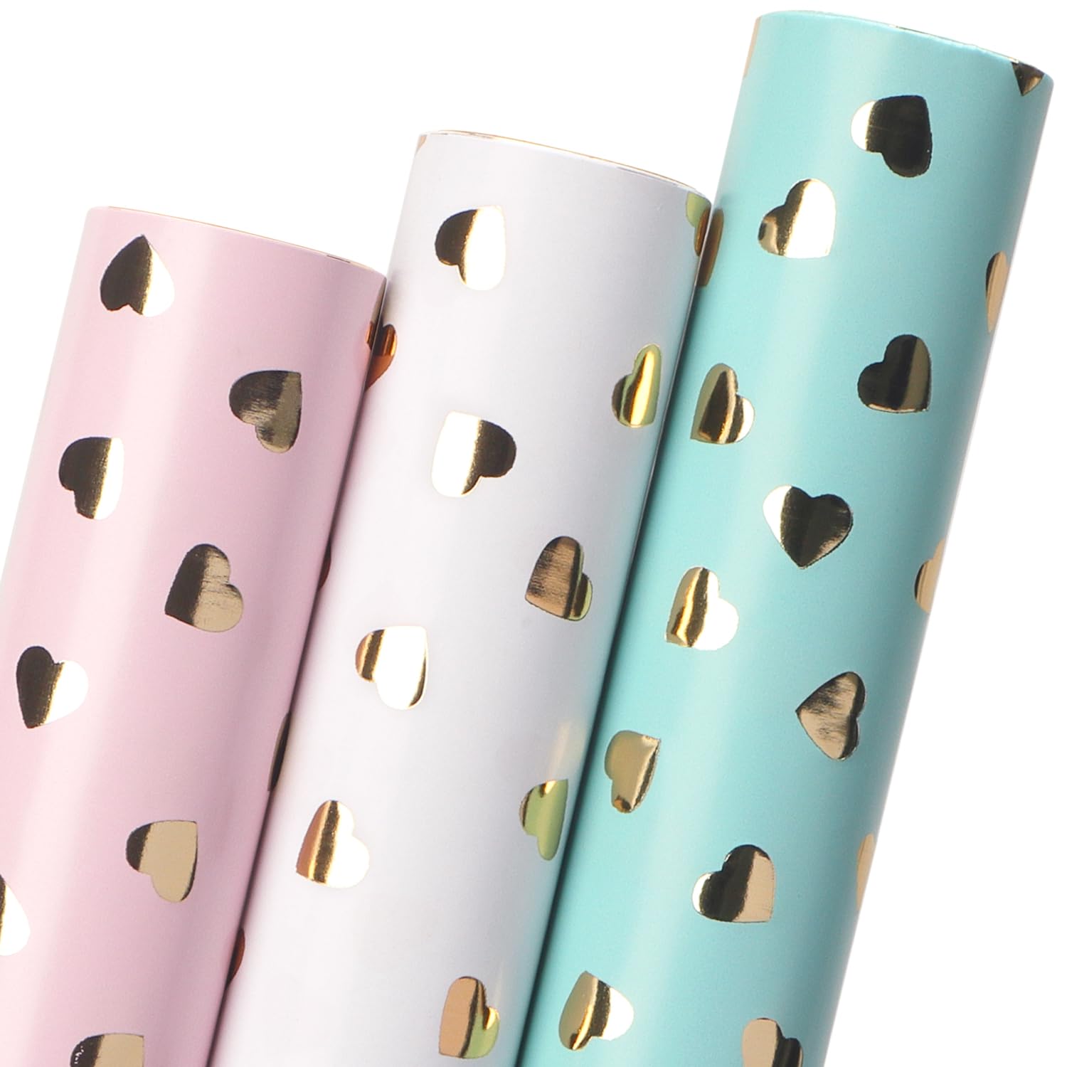 Birthday Wrapping Paper Heart Foil Mini Roll Gift Wrap For Women Girls Anniversary Mother'S Day Valentine’S Day Wedding 17 Inch X 120 Inch(10Feet) Per Roll
