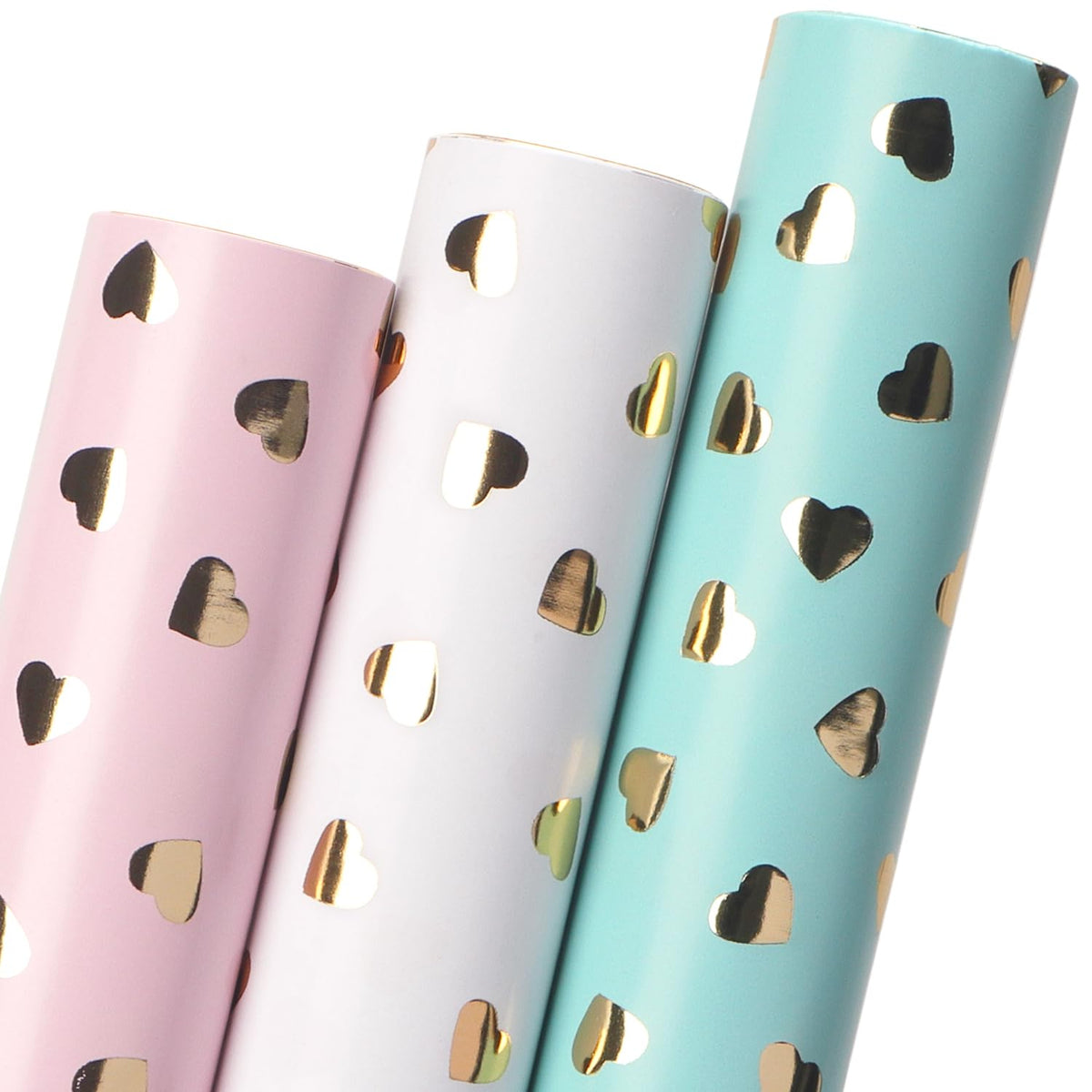 Birthday Wrapping Paper Heart Foil Mini Roll Gift Wrap For Women Girls Anniversary Mother'S Day Valentine’S Day Wedding 17 Inch X 120 Inch(10Feet) Per Roll