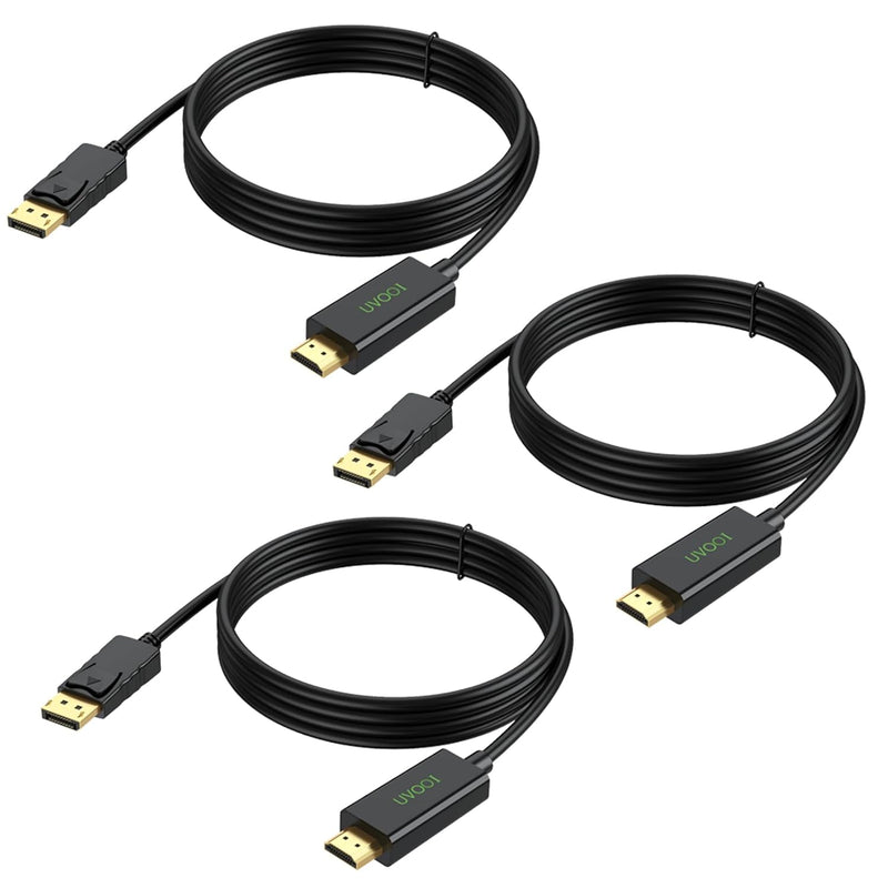 Displayport To Hdmi Cable 3 Pack, 6 Feet Display Port Dp To Hdmi Cord 1080P Su