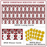 Merry Christmas Scratch Off Game Cards - 36Pcs Happy Holiday Scratch Off Cards Reindeer Raffle Card Christmas Activities For Groups Teens Adults Holiday Business Prize Party Favors