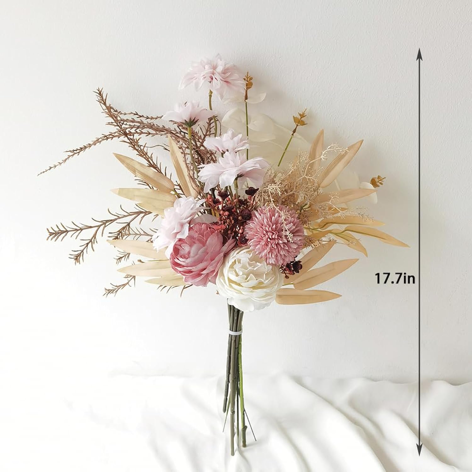 Artificial Fake Flowers Plants Silk Flower Table Arrangements Wedding Bouquets Decorations Plastic Floral Table Centerpieces For Home Kitchen Garden Party Décor (Pink Purple-A1)