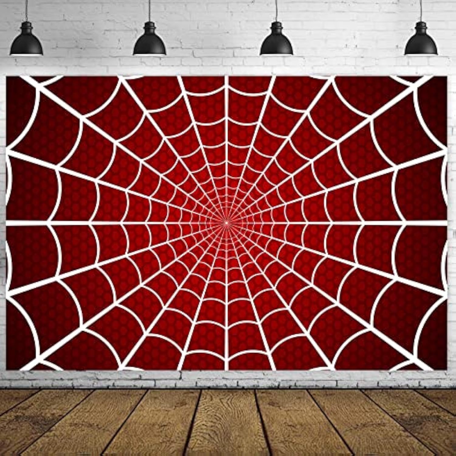 Spider Web Happy Birthday Banner Backdrop Superhero Party Decor Photo Props