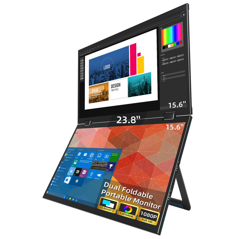 Triple Screen 15.6" Portable Foldable Monitor Dual Screen With Vesa Extender 1