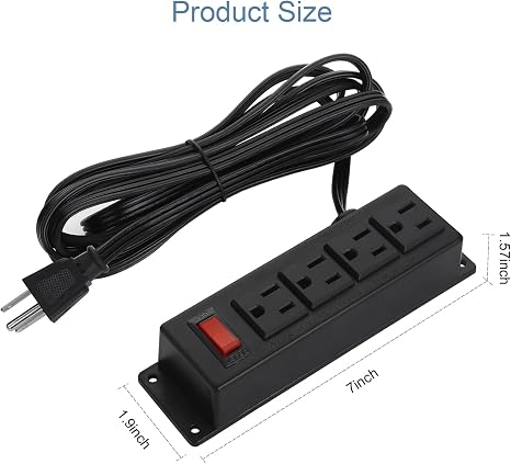 Surge Protector Power Strip 6 Outlets 6FT Extension Cord Flat Plug Wall Mount Black