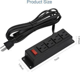 Surge Protector Power Strip 6 Outlets 6FT Extension Cord Flat Plug Wall Mount Black