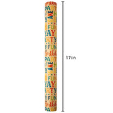 Kraft Birthday Wrapping Paper For Boys & Girls - Colorful Happy Birthday Pattern - Great For Parties & Baby Showers - Mini Roll - 17 Inches X 33 Feet