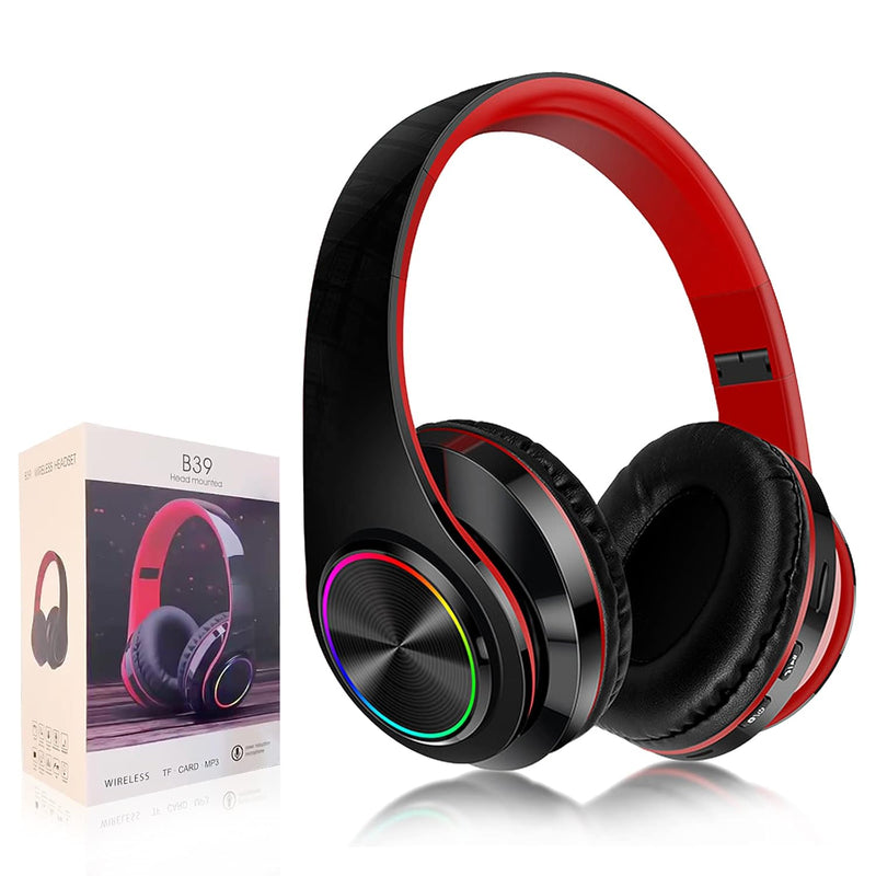 Bluetooth Over Ear Headphones, Foldable Led Stereo Headphones With Built-In Mi