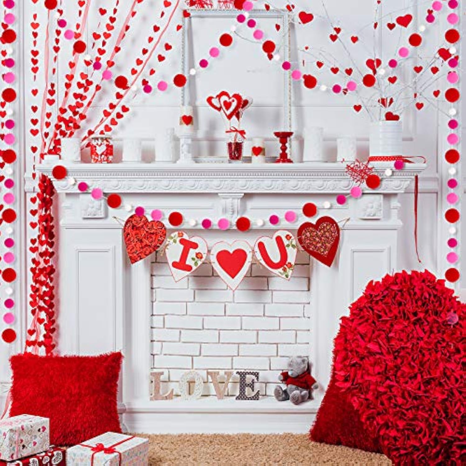 3 Pieces Pom Pom Garlands Felt Ball Garland Banners With Multiple Size