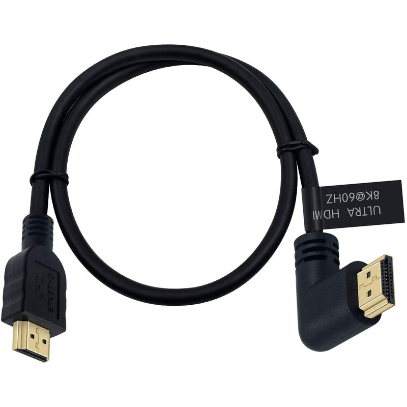 8K Hdmi Cable 2Feet, Hdmi 2.1 Cable 90 Degree Left Angle Hdmi Male To Male 8K