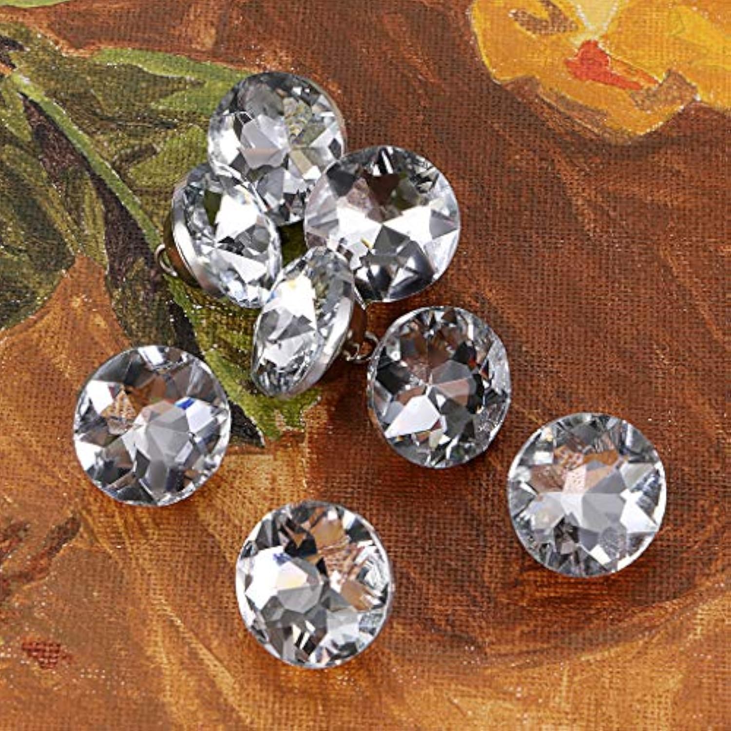 50 Pcs 20Mm Rhinestone Crystal Buttons Clear Tufting Buttons Upholster