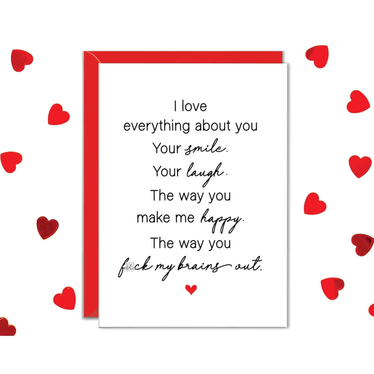 | Naughty Anniversary Card For Him Her, Sexy Birthday Card For Boyfriend Girlfriend, Dirty Valentine'S Day Card For Men, Adult Humor Raunchy Card (Brains Out)