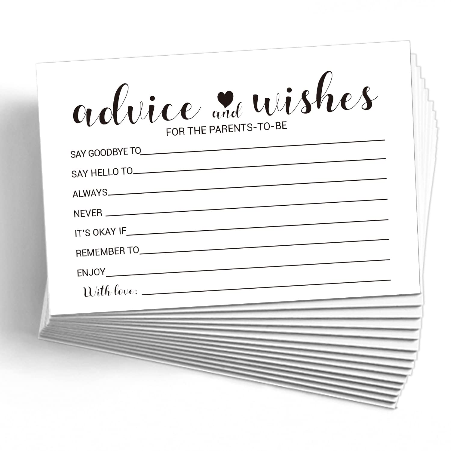 50 Advice And Wishes Cards For The Parents-To-Be -New Parent Advice Cards For Baby Shower Game Activities Ideas, Fun Baby Shower Game Simple New Mom And Dad Large Keepsake,4 X 6 Inches.