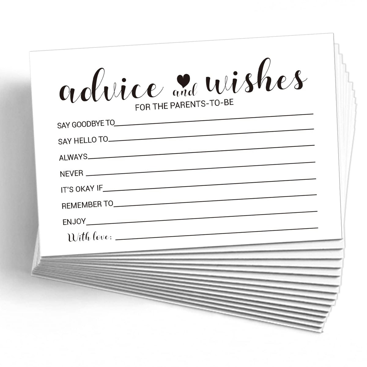 50 Advice And Wishes Cards For The Parents-To-Be -New Parent Advice Cards For Baby Shower Game Activities Ideas, Fun Baby Shower Game Simple New Mom And Dad Large Keepsake,4 X 6 Inches.