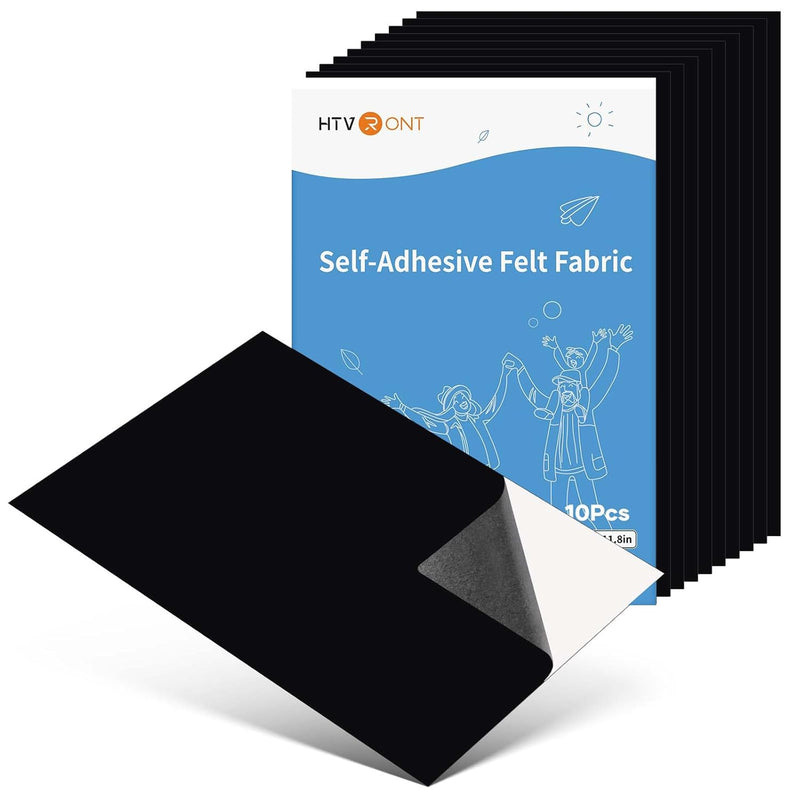 Black Felt Fabric - 10Pcs Self Adhesive Felt Sheets With Adhesive Backing, Sof