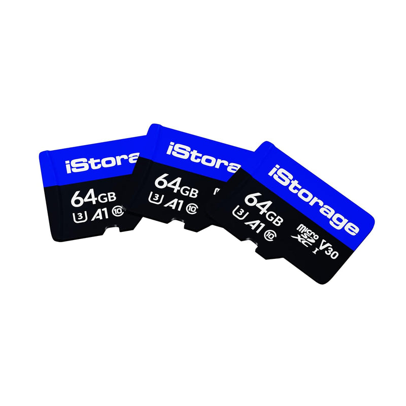 3 Pack iStorage MicroSD Card 64GB Encrypt Data stored on iStorage MicroSD Card