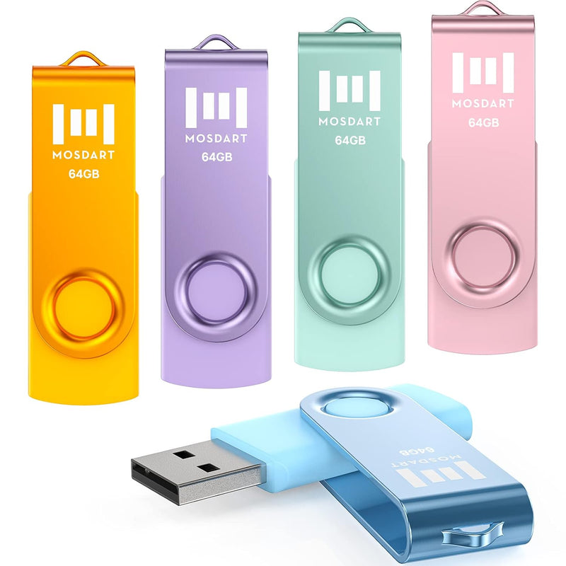 64Gb Usb Flash Drive 5 Pack, 64 Gb Multicolor Multipack Usb2.0 Thumb Drives, S