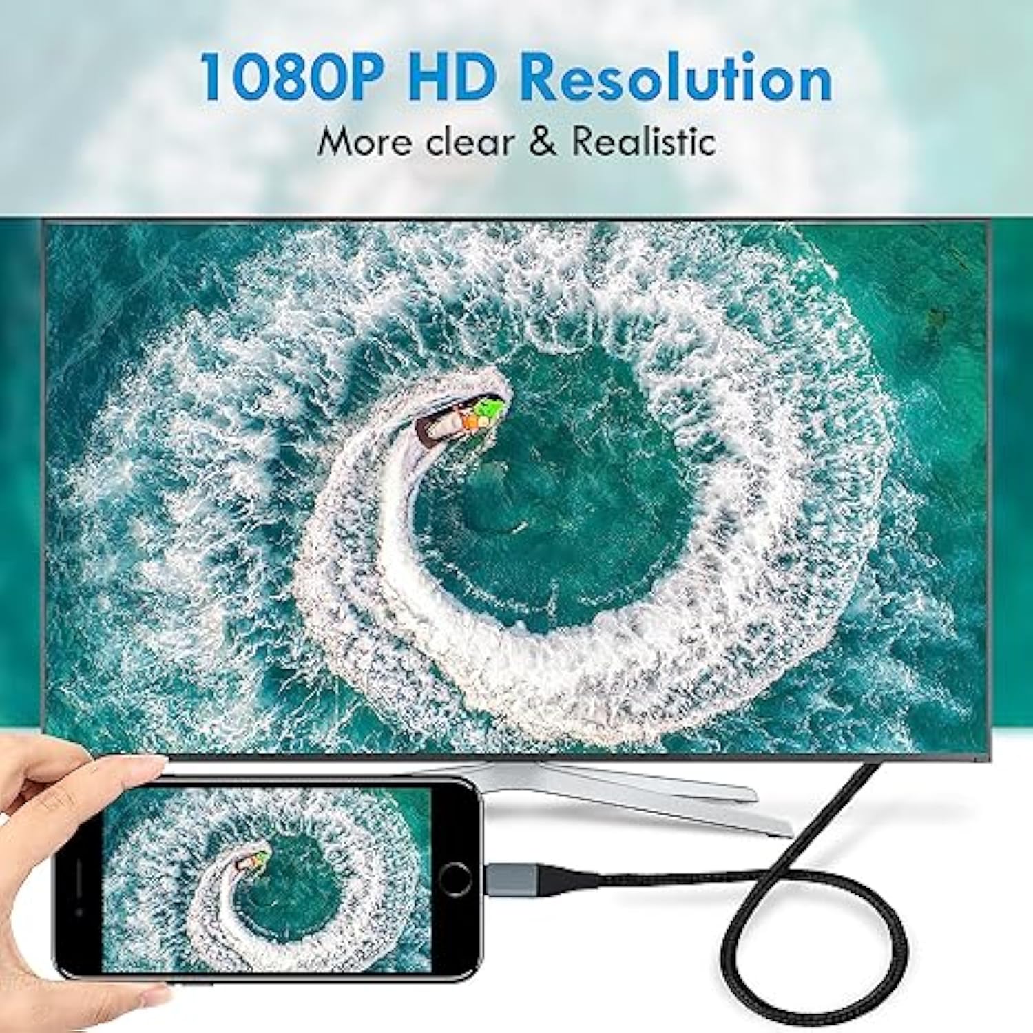Hdmi Cable For Iphone To Tv, Lighting To Hdmi Adapter Connector Compatible Wit