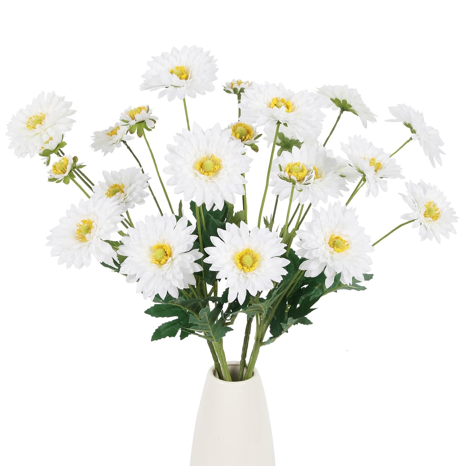 6Pcs White Daisy Artificial Flowers 22.8’’ Silk Fake Daisies Faux Wildflowers With Stems For Vase Table Centerpiece Home Wedding Party Garden Decoration(White)