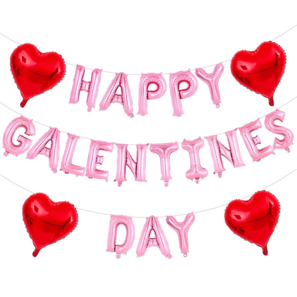 Happy Galentine'S Day Party Gecorations- Pink Happy Galentines Day Balloons Banner 16Inch Pink Leter Balloon Red Heart Balloons For Valentines Day Party Decorations Supplies