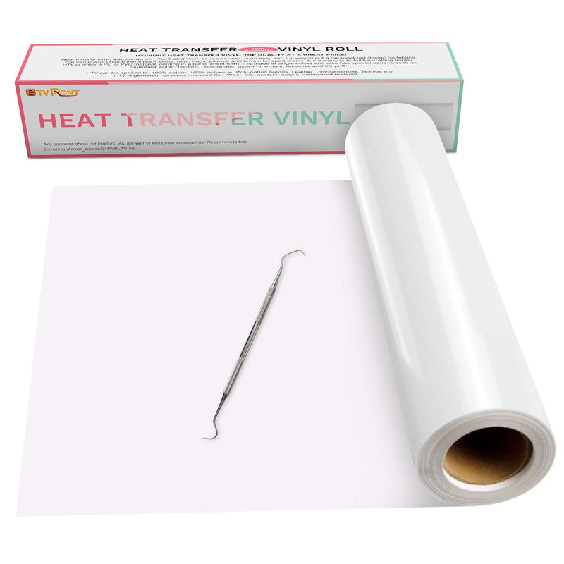 Heat Transfer Vinyl White Htv Rolls - 12" X 15Ft White Iron On Vinyl For Cricu