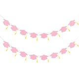 Graduation Decorations Class of 2026 Pink Graduation Cap Banner with Tassel Prestrung Glitter Congrats Grad Banner for Senior High School College Grad Party Decorations 2PC