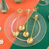 4Pcs Christmas Coffee Spoons Santa Claus Snowman Wreath Elk Stainless Steel Gold Spoons For Milk Coffee Dessert Cake Tea Soup Dinner Tableware Practical Xmas Gift