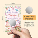 50 Pack Birthday Party Fairy Theme Game Scratch Off Cards, Mushroom House Scratch Cards For Girl Birthday Games, Lovely Fairy Tale Raffle Tickets For Family Activity, Baby Shower