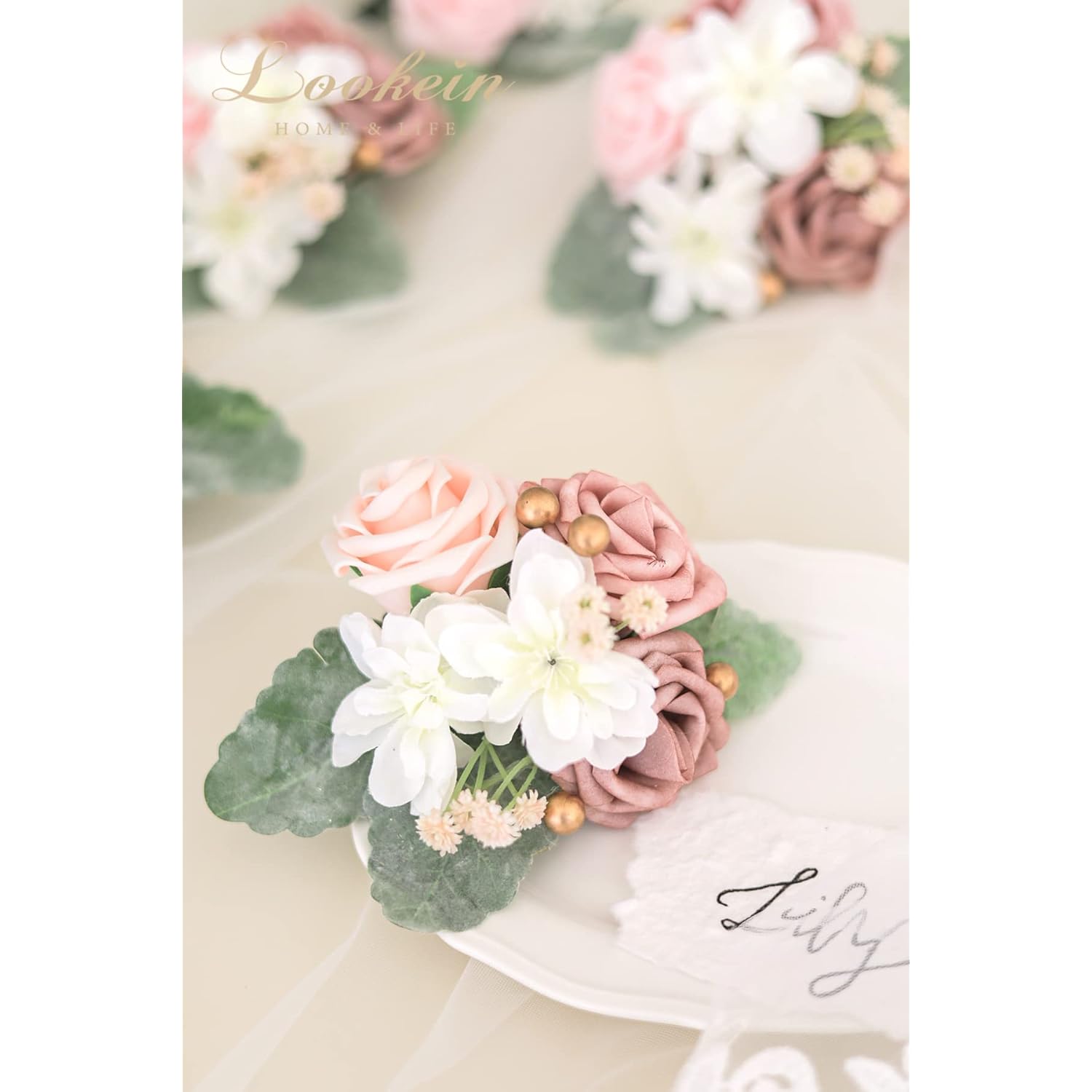 Set Of 2 Bridesmaid Corsage For Wedding Flowers Shoulder Corsages Bridesmaid Gift Corsage Wristlet For Prom For Wedding Ceremony, Dusty Rose