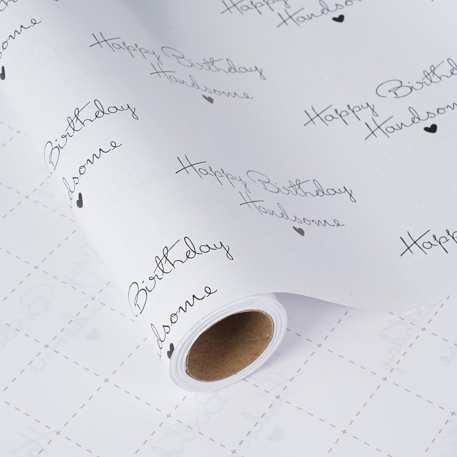 Birthday Wrapping Paper For Men - Happy Birthday Handsome Design For Special Friend, Husband, Boyfriend - 17 Inches X 16.5 Feet, Cut Lines On Back