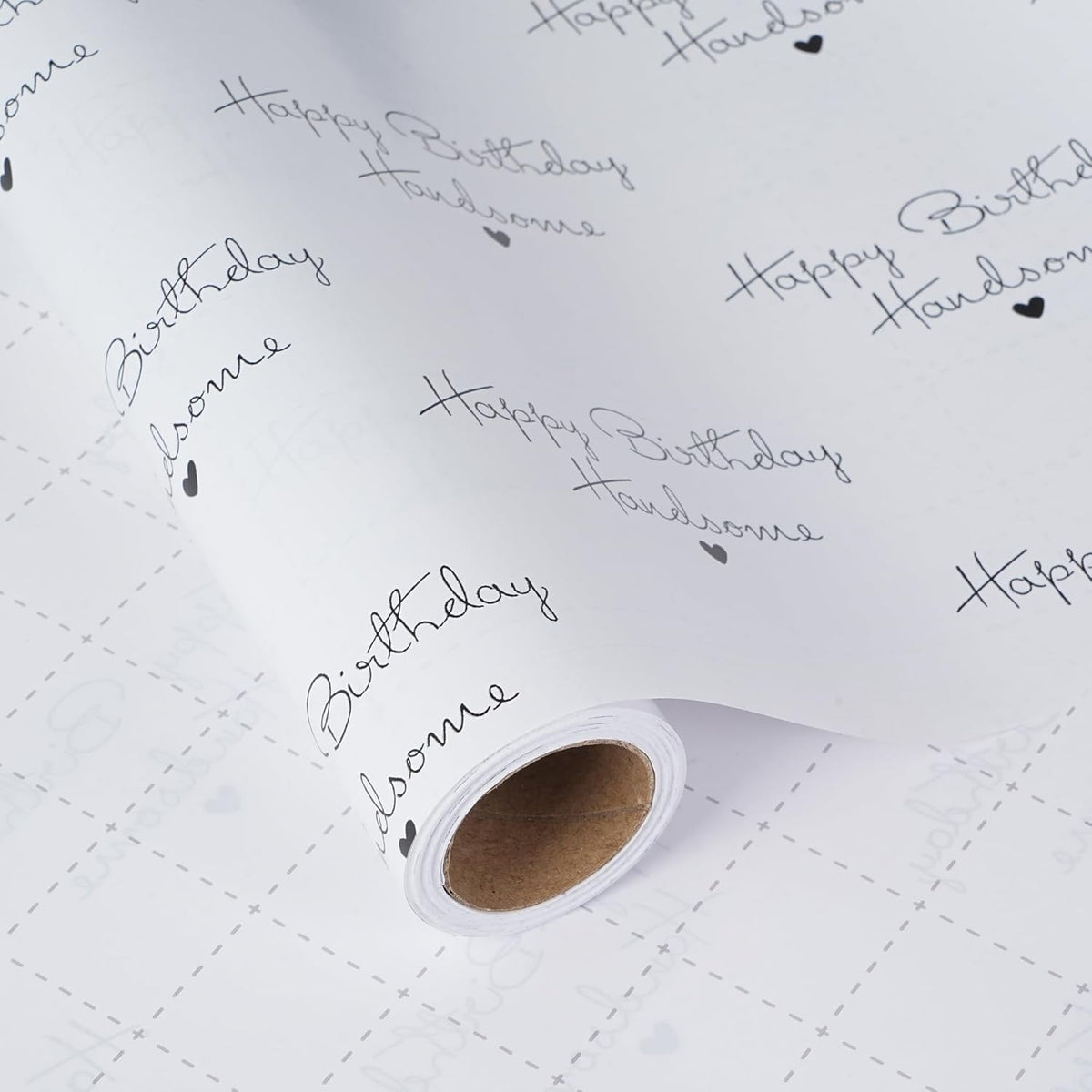 Birthday Wrapping Paper For Men - Happy Birthday Handsome Design For Special Friend, Husband, Boyfriend - 17 Inches X 16.5 Feet, Cut Lines On Back