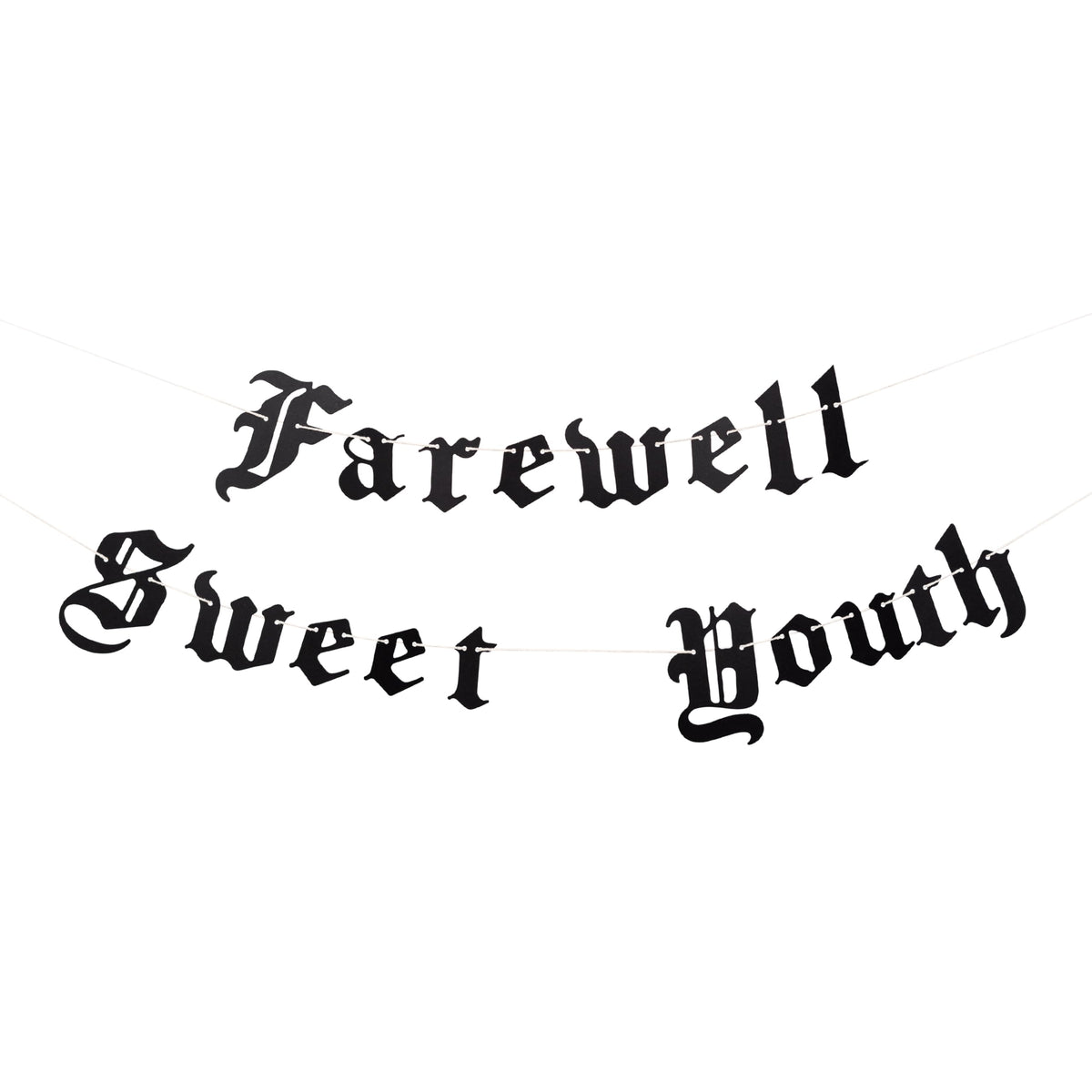 Farewell Sweet Youth Old English Goth Banner, Gothic Blackletter Party Garland, Funeral for My Youth Birthday Garland for 30th 40th 50th Birthday Party Decoration (English Goth Banner)