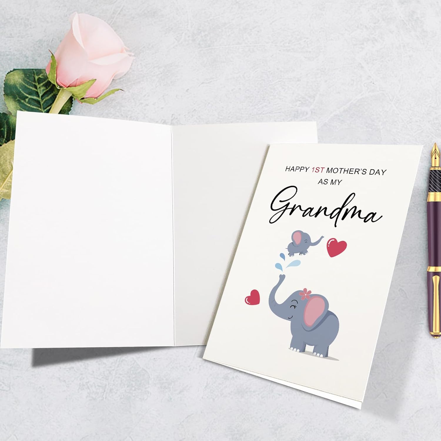 Cute Elephant First Mother'S Day Card For Grandma, Sweet 1St Mothers Day Card From Grandchild, Happy 1St Mother'S Day As My Grandma