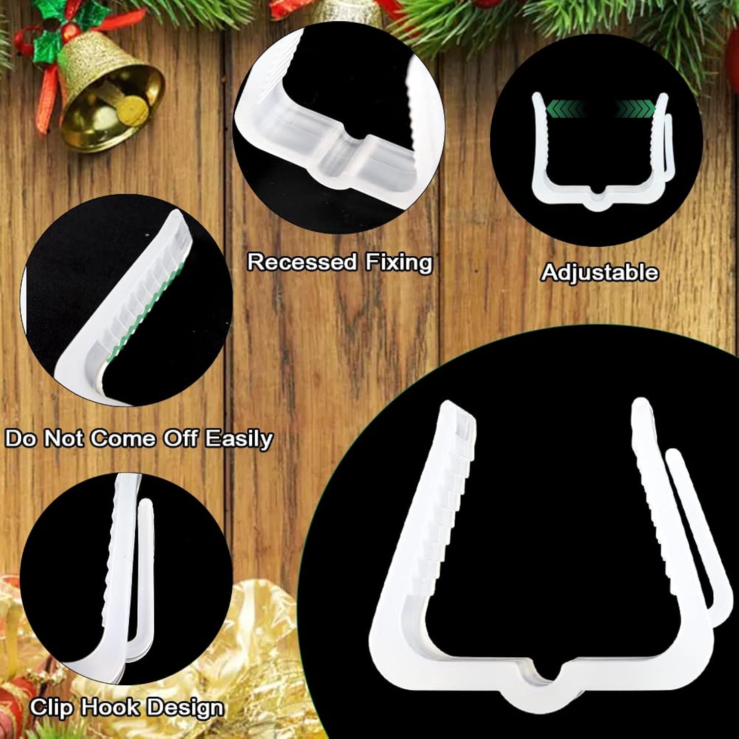 Christmas Light Hangers Clips 1 5/8 Inch Fascia Board Clips Hooks Holiday Deck Light Hooks For Christmas Decoration Roof Gutter Fence In Thickness From 1'' To 1 5/8" (White, 30Pcs)