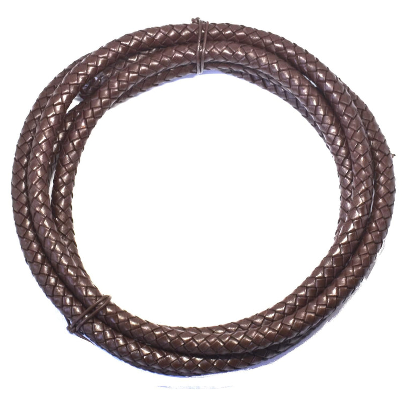 8 Mm Brown Braided Leather Cord Rope, 2 Meter Length