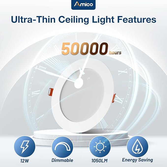 6 Pack 6 Inch Ultra Thin LED Recessed Lights 5CCT Dimmable Canless Downlights