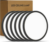 6 Pack 11.4 Inch LED Flush Mount Ceiling Lights 2427LM 5CCT Ultra Thin Black Fixtures